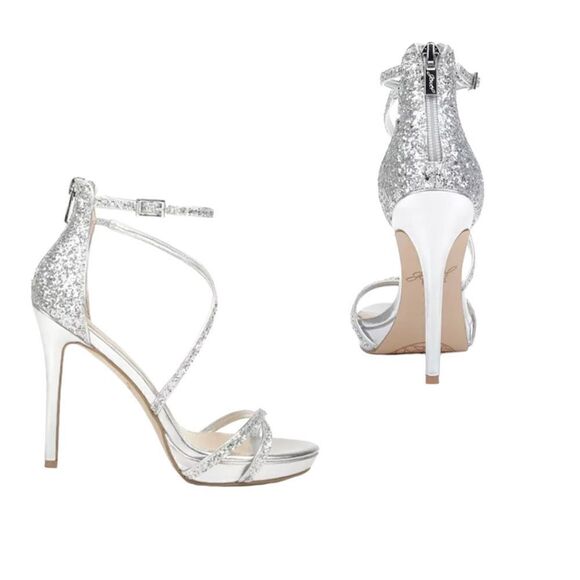 Jewel by BADGLEY MISCHKA Jolene Metallic Silver Embellished High Heel Sandals - Picture 7 of 12